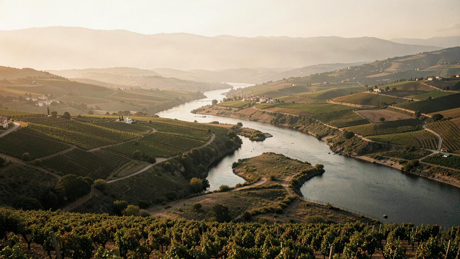Wijngaarden langs de rivier de Tejo