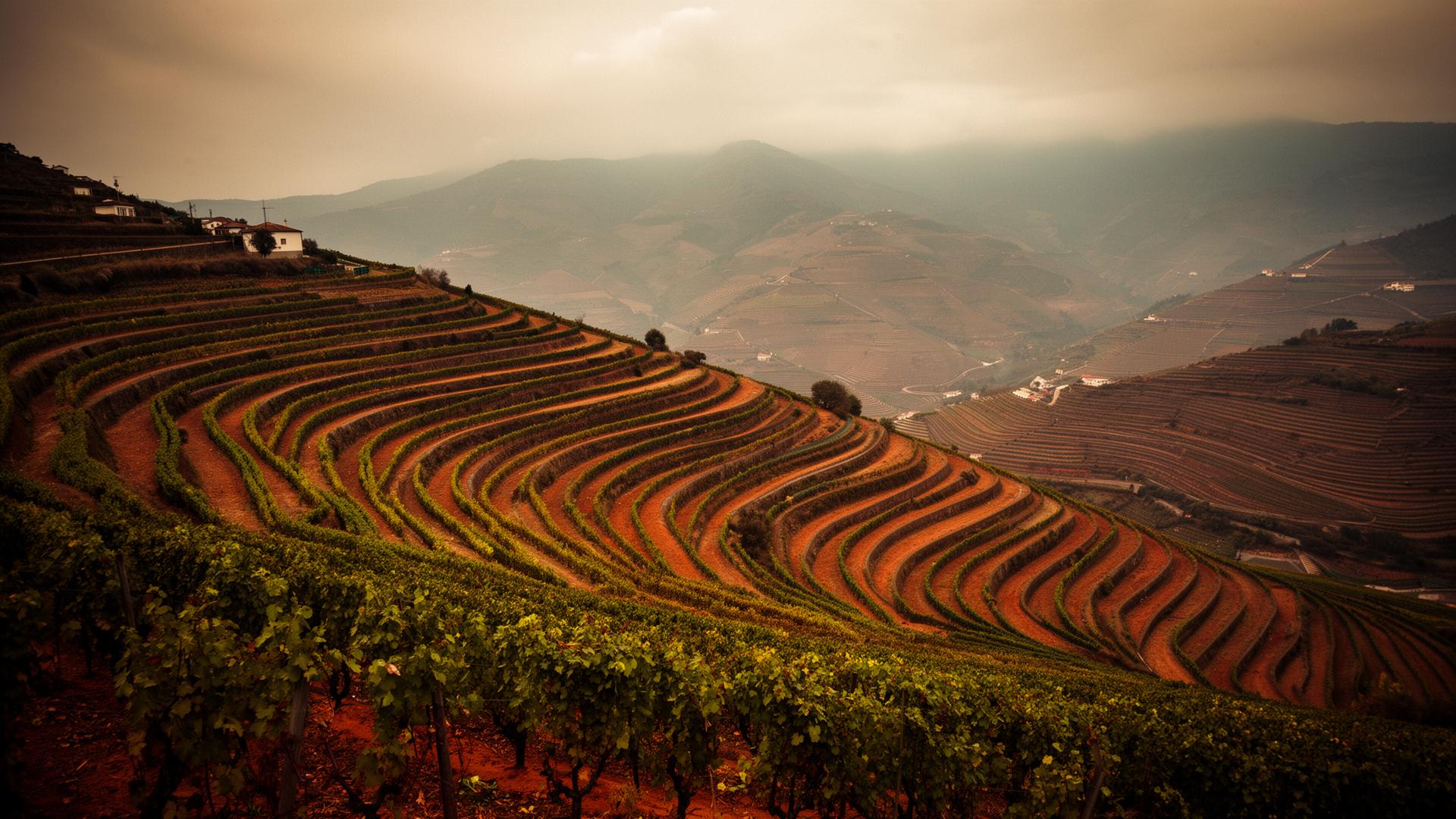 Getrapte wijngaarden in de Douro vallei